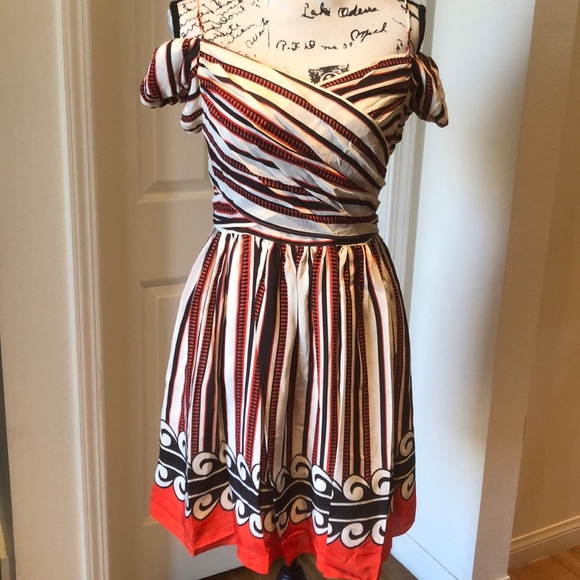Anna Sui 100% Silk Striped Dress size Small - Picture 2 of 8